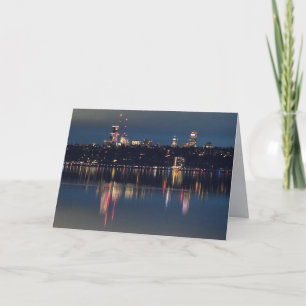 Seattle Silhouet 's Nachts - Meer van Washington L Feestdagen Kaart