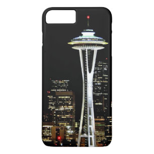 Seattle silhouet 's nachts, met Space Needle iPhone 8 Plus / 7 Plus Hoesje