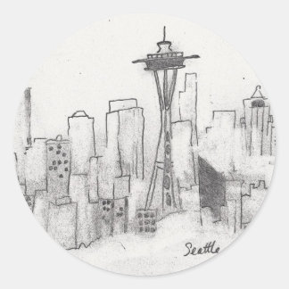 Seattle Sketch Ronde Sticker