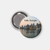Seattle Skyline #5 Round Magnet Magneet (Voorkant / Achterkant)