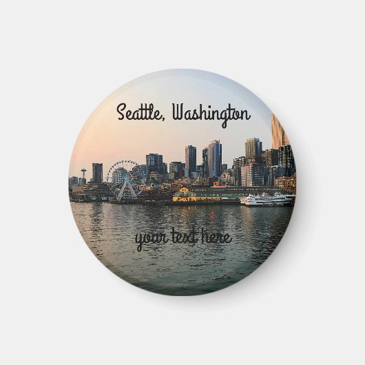 Seattle Skyline #5 Round Magnet Magneet (Voorkant)