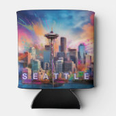 Seattle Skyline Abstracte kunst Blikjeskoeler (Achterkant)