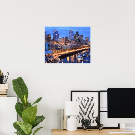 Seattle skyline and harbour, staat Washington Poster (Thuiskantoor)