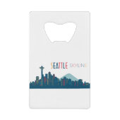 Seattle Skyline Blue Kredietkaart Flessenopener (Voorkant)