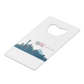 Seattle Skyline Blue Kredietkaart Flessenopener (Achterkant Gekanteld)