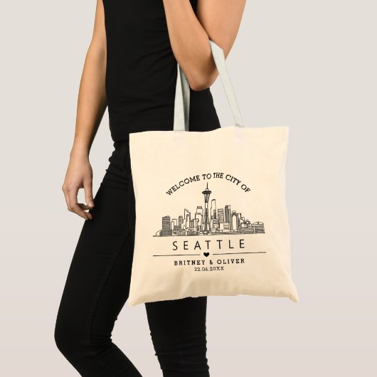 Seattle Skyline Canvas tas - Custom Wedding City G (Voorkant (product))