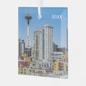 Seattle Skyline, Glass Ornament (Voorkant links)