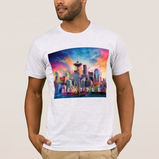 Seattle Skyline Graffiti Art T-shirt (Voorkant)