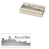 Seattle skyline grafisch in zwart-wit rubberstempel (Gestempeld)