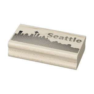 Seattle skyline grafisch in zwart-wit 	rubberstempel