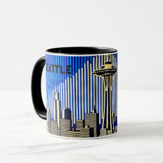 Seattle Skyline in BAUHAUS optische illusie stijl Mok