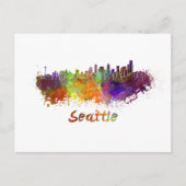 Seattle skyline in waterverf briefkaart (Voorkant)