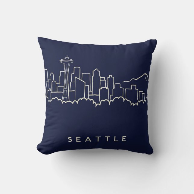 Seattle Skyline Kussen (Voorkant)