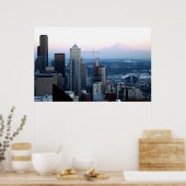 Seattle Skyline met Mt. Rainier Poster (Keuken)