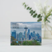 Seattle Skyline met Space Needle wordt gerenoveerd Briefkaart (Staand voorkant)