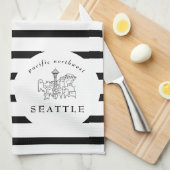 Seattle Skyline Pacific Northwest Minimale Outline Theedoek (Quarter Fold)