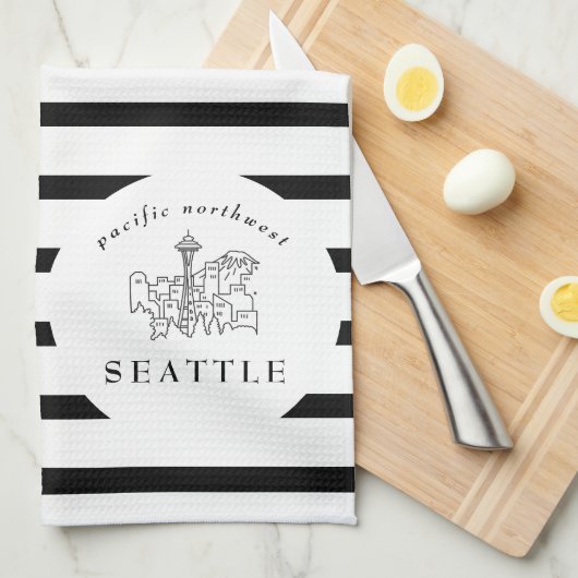 Seattle Skyline Pacific Northwest Minimale Outline Theedoek (Quarter Fold)