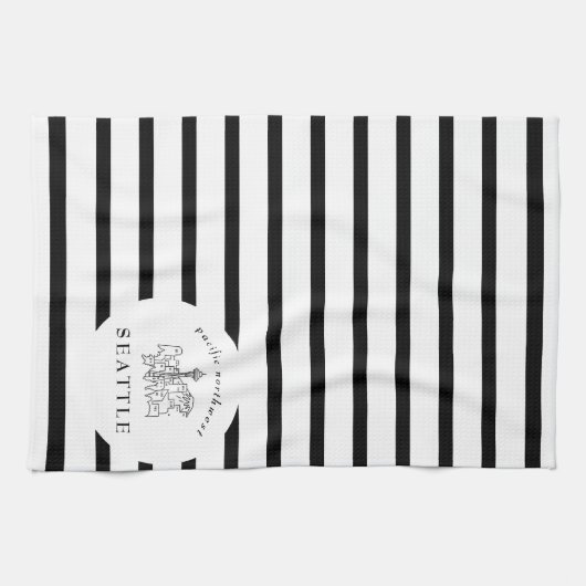 Seattle Skyline Pacific Northwest Minimale Outline Theedoek (Horizontaal)