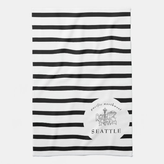 Seattle Skyline Pacific Northwest Minimale Outline Theedoek (Verticaal)