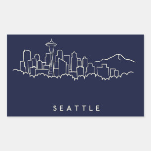 Seattle Skyline Rechthoekige Sticker
