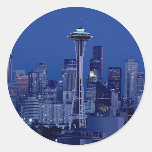 Seattle skyline ronde sticker (Voorkant)