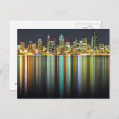 Seattle skyline 's nachts met reflectie briefkaart (Voorkant / Achterkant)