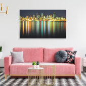 Seattle skyline 's nachts met reflectie canvas afdruk (Insitu (Woonkamer))