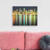 Seattle skyline 's nachts met reflectie canvas afdruk (Insitu (Woonkamer))