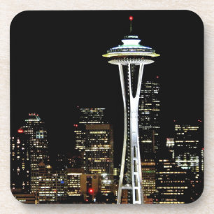 Seattle skyline 's nachts, met Space Needle. Drankjes Onderzetter