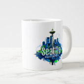 Seattle Skyline Stroke Extra Grote Beker (Voorkant rechts)