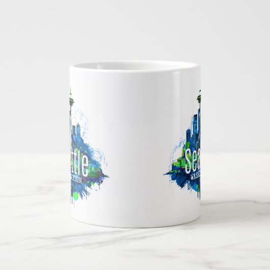 Seattle Skyline Stroke Extra Grote Beker (Voorkant)