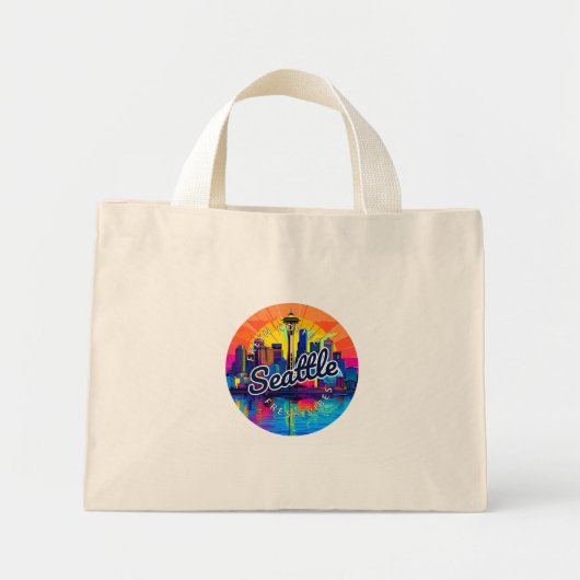 Seattle Skyline Stroke Mini Tote Bag (Voorkant)