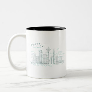 Seattle Skyline Stroke Tweekleurige Koffiemok