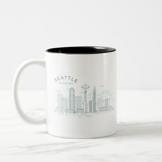 Seattle Skyline Stroke Tweekleurige Koffiemok (Links)