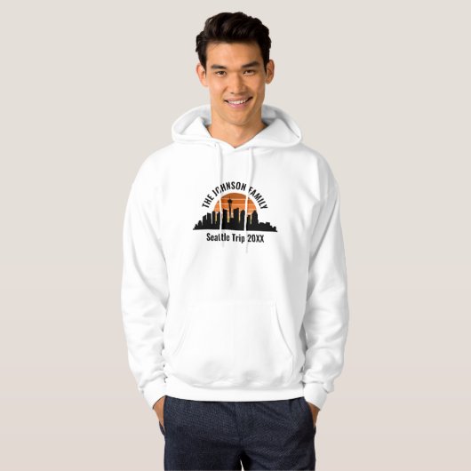 Seattle Skyline Sunset aangepaste familie vakantie Hoodie (Voorkant volledig)