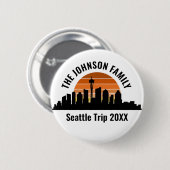 Seattle Skyline Sunset aangepaste familie vakantie Ronde Button 5,7 Cm (Voorkant /achterkant)
