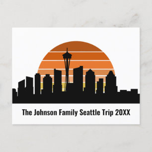 Seattle Skyline Sunset Custom Family Trip Briefkaart