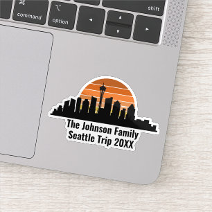 Seattle Skyline Sunset Custom Family Trip Laptop Sticker