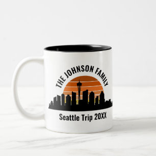 Seattle Skyline Sunset Custom Vakantie Souvenir Tweekleurige Koffiemok