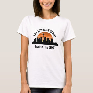 Seattle Skyline Sunset Custom Vakantie Vrouwen T-shirt