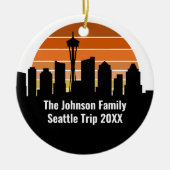 Seattle Skyline Sunset Trip Foto aangepaste kerst Keramisch Ornament (Voorkant)