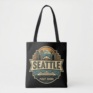 Seattle Skyline Washington USA Retro Badge Draagtas