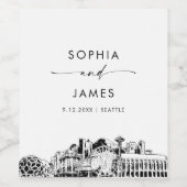 Seattle Skyline Wijn Etiket (Enkel label)
