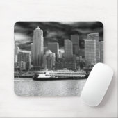 seattle skyline zwart - wit muismat (Met muis)
