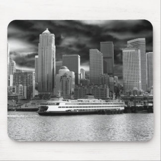 seattle skyline zwart - wit muismat