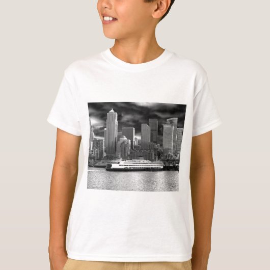 seattle skyline zwart - wit t-shirt (Voorkant)
