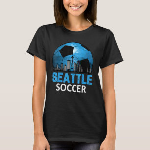 Seattle stadsgezicht voetbal voor mannen vrouwen T-shirt