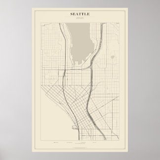 Seattle Straatkaart Poster