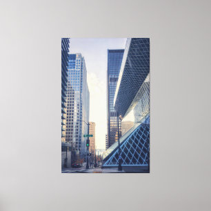 Seattle Street Uitzicht met moderne architectuur Canvas Afdruk