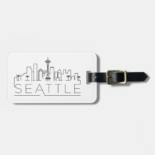 Seattle Stylized City Skyline Bagagelabel (Voorkant horizontaal)